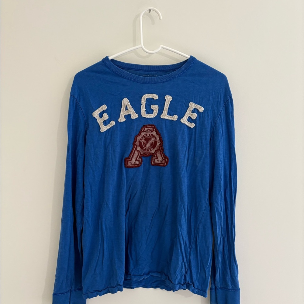 Y2K Era American Eagle Outfitters Blue Long Sleeve Tee Casual Crew Neck